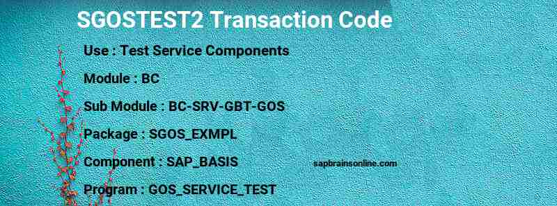 SAP SGOSTEST2 transaction code