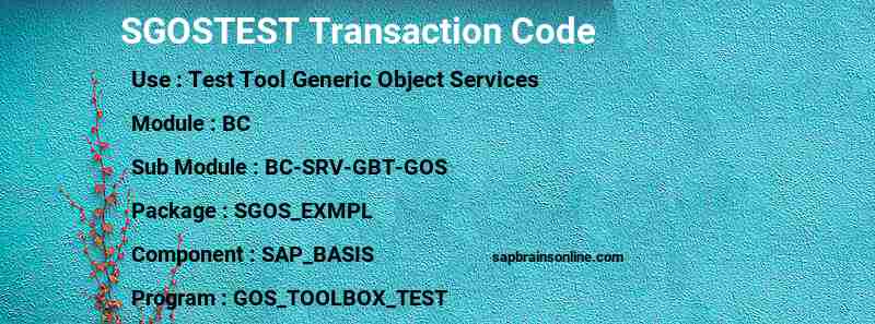 SAP SGOSTEST transaction code