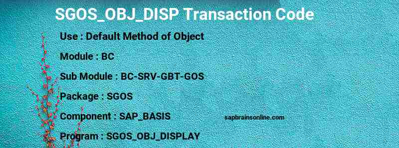 SAP SGOS_OBJ_DISP transaction code