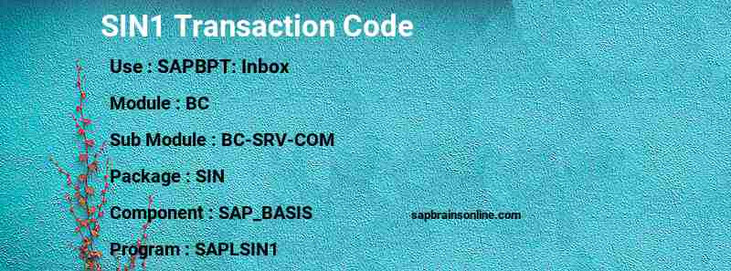 SAP SIN1 transaction code