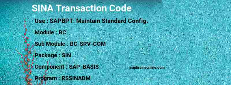 SAP SINA transaction code