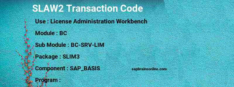 SAP SLAW2 transaction code