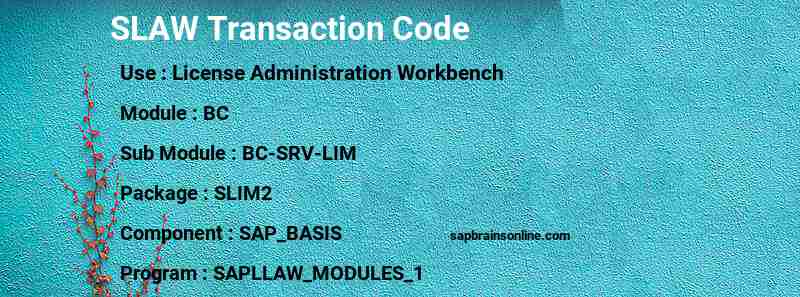 SAP SLAW transaction code