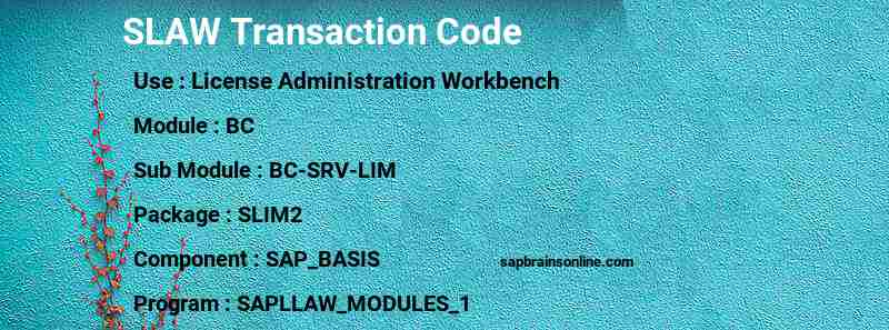 SAP SLAW transaction code