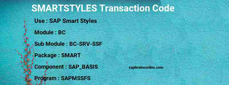 SAP SMARTSTYLES transaction code