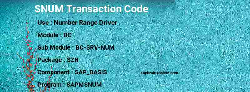 SAP SNUM transaction code
