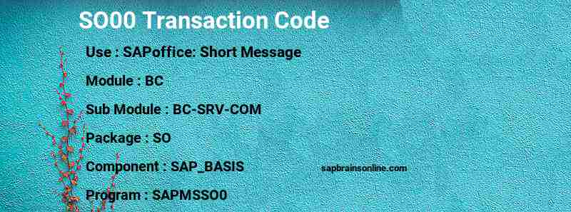 SAP SO00 transaction code