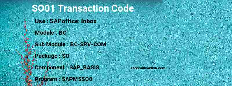 SAP SO01 transaction code