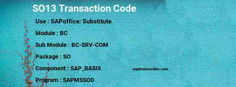 SAP SO13 transaction code