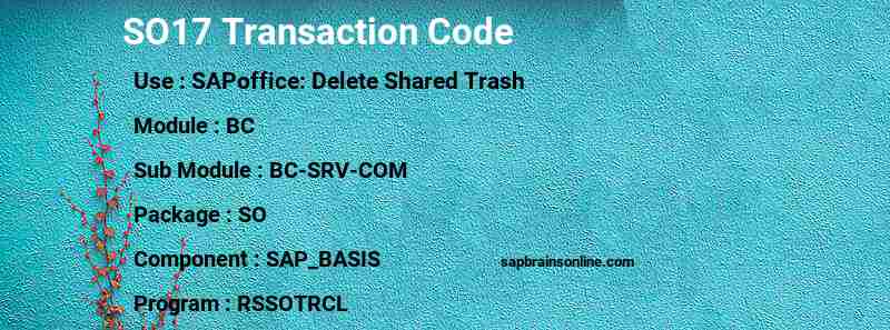 SAP SO17 transaction code
