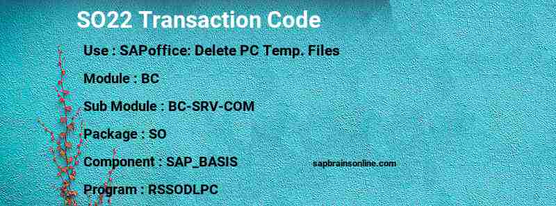 SAP SO22 transaction code
