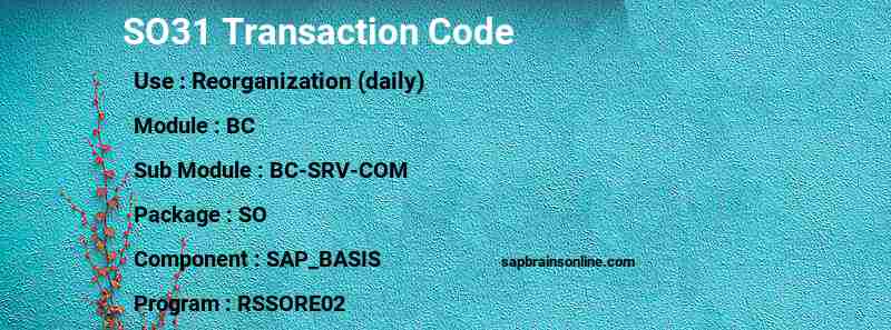 SAP SO31 transaction code