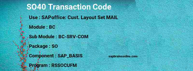 SAP SO40 transaction code