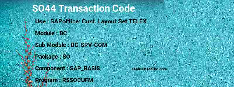 SAP SO44 transaction code