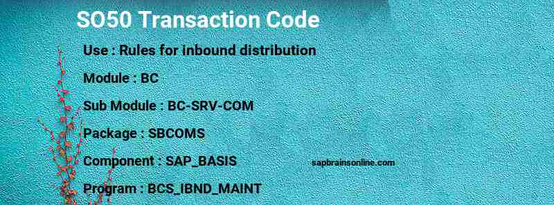 SAP SO50 transaction code