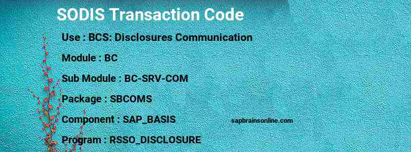 SAP SODIS transaction code