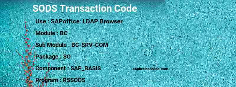 SAP SODS transaction code