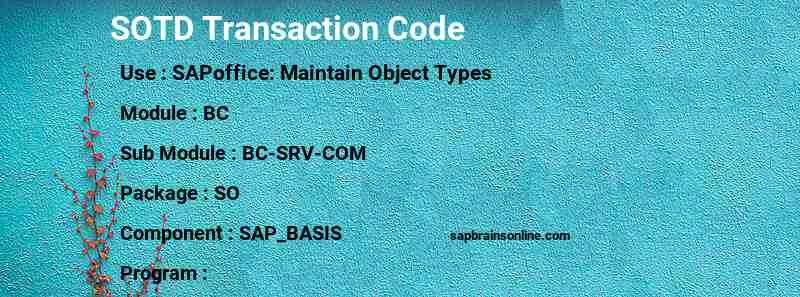 SAP SOTD transaction code