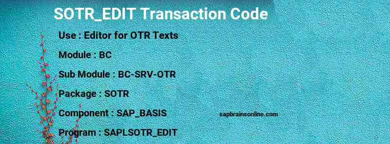 SAP SOTR_EDIT transaction code