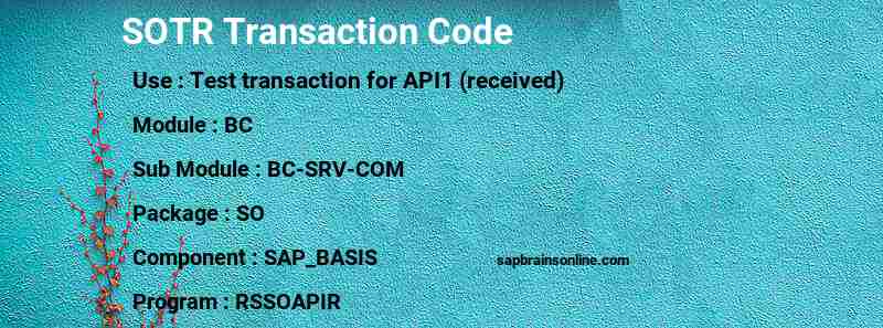 SAP SOTR transaction code