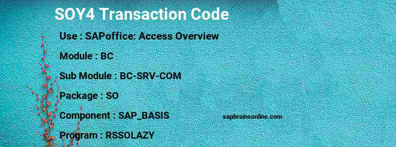 SAP SOY4 transaction code