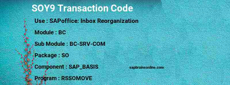 SAP SOY9 transaction code