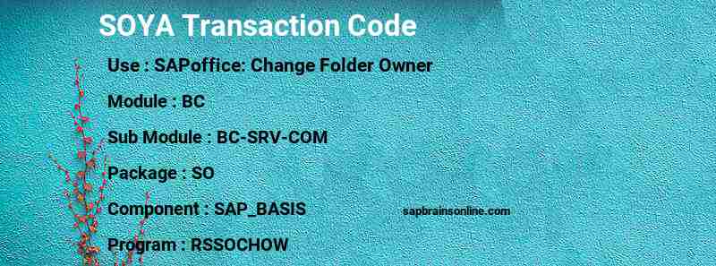 SAP SOYA transaction code
