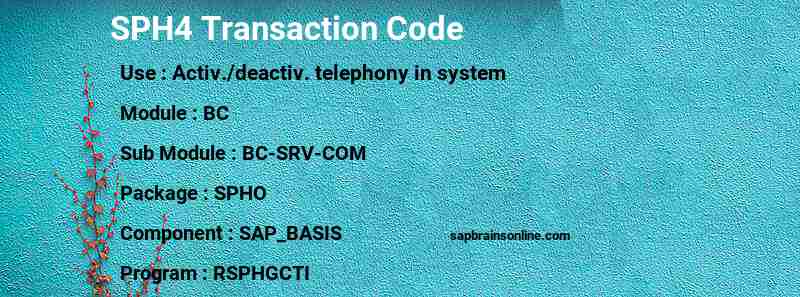 SAP SPH4 transaction code