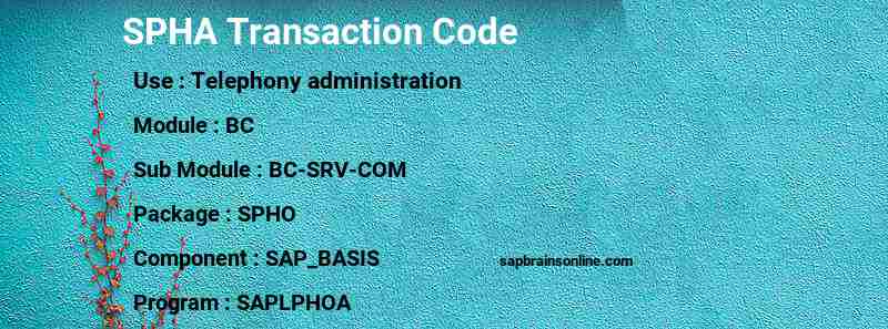 SAP SPHA transaction code