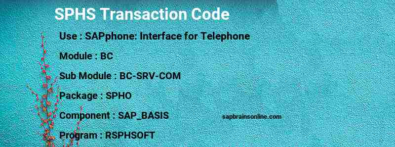 SAP SPHS transaction code