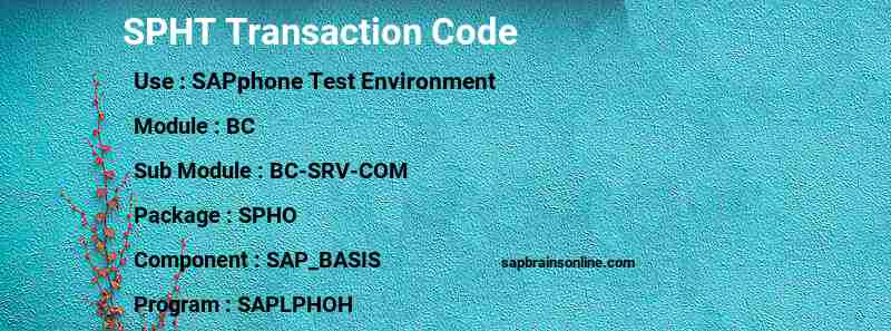 SAP SPHT transaction code
