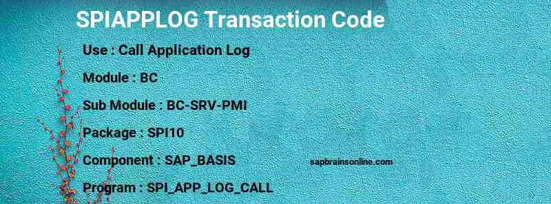 SAP SPIAPPLOG transaction code
