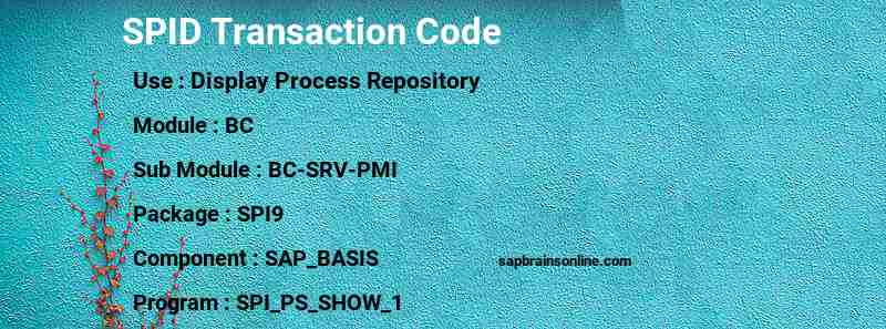 SAP SPID transaction code