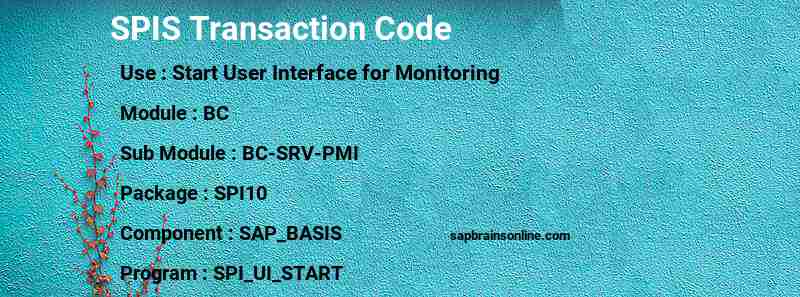 SAP SPIS transaction code