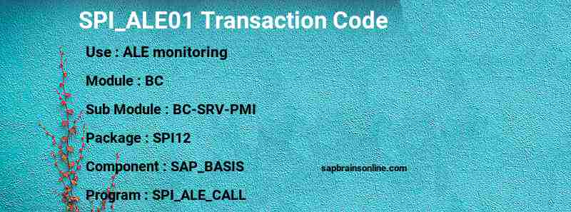 SAP SPI_ALE01 transaction code