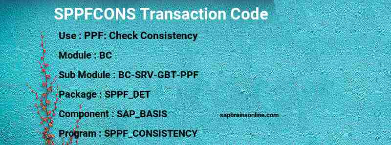 SAP SPPFCONS transaction code