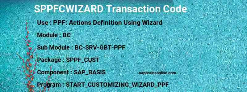 SAP SPPFCWIZARD transaction code