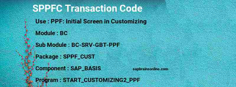 SAP SPPFC transaction code