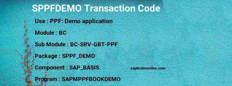 SAP SPPFDEMO transaction code