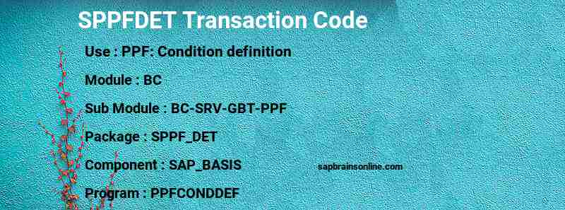 SAP SPPFDET transaction code