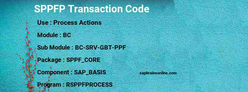 SAP SPPFP transaction code