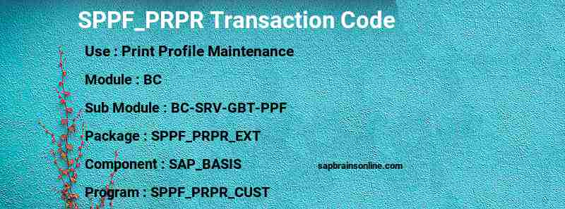 SAP SPPF_PRPR transaction code