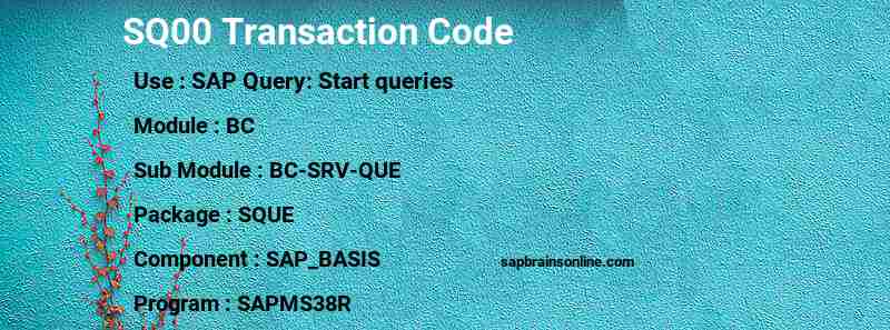 SAP SQ00 transaction code