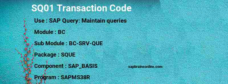 SAP SQ01 transaction code