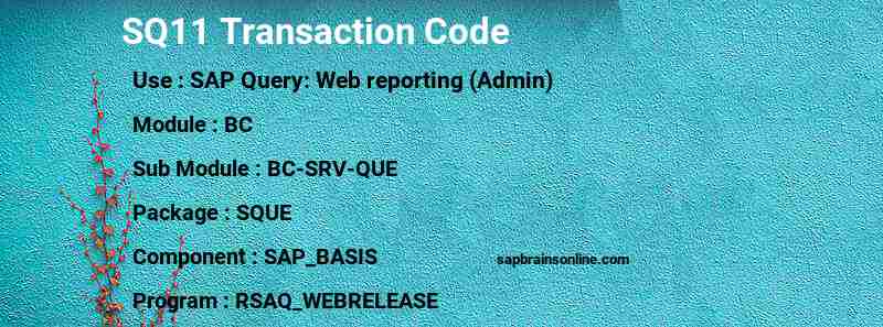 SAP SQ11 transaction code