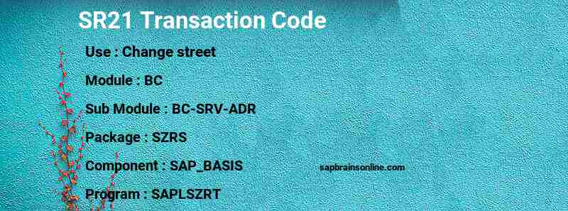 SAP SR21 transaction code