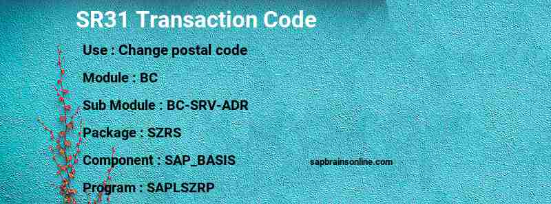 SAP SR31 transaction code