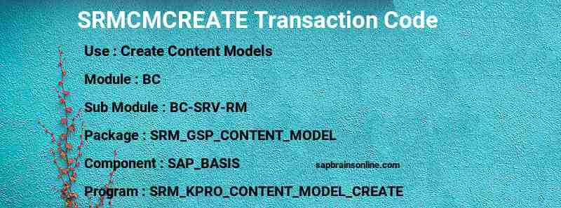 SAP SRMCMCREATE transaction code