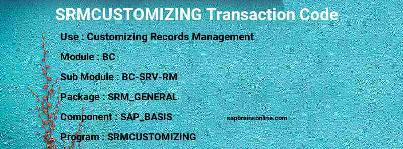 SAP SRMCUSTOMIZING transaction code