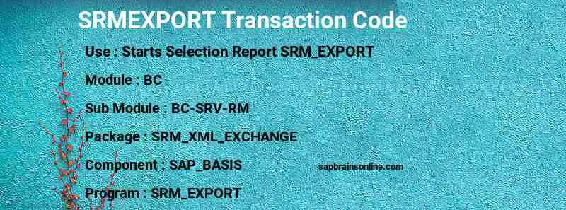 SAP SRMEXPORT transaction code